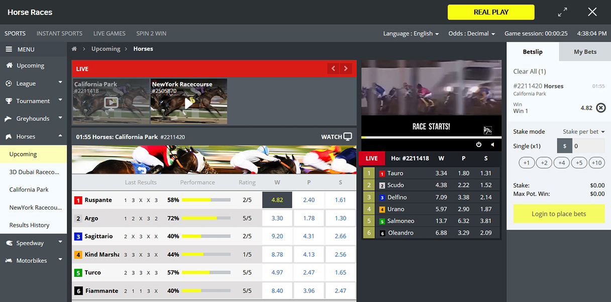 Virtual horse racing on PariMatch.